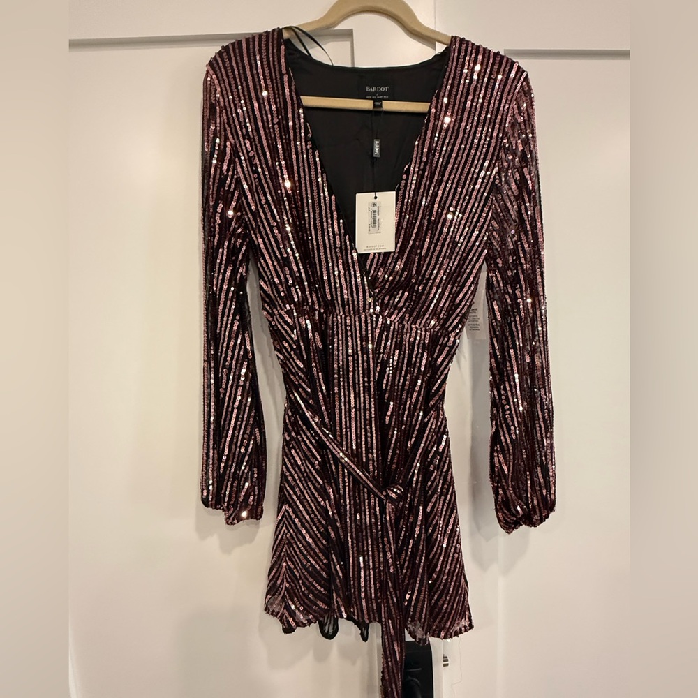 Sequin Bardot mini dress size US 8